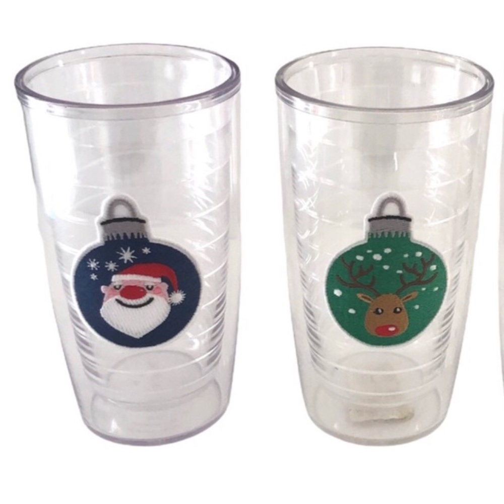Tervis Tumblers embroidered holiday cups two- Santa & Reindeer limited edition